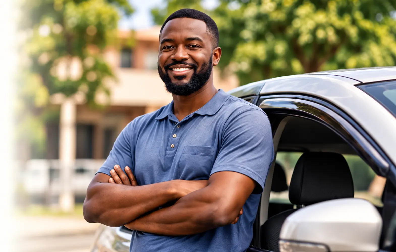 HopNaija operator beside his car